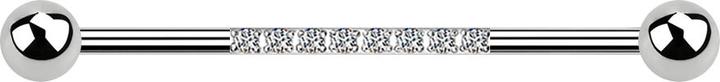 Produktbild Star Piercing Barbell silber mit zwei Kugeln acht Kristalle silber (ohne Messing, Chirurgenstahl 316L)