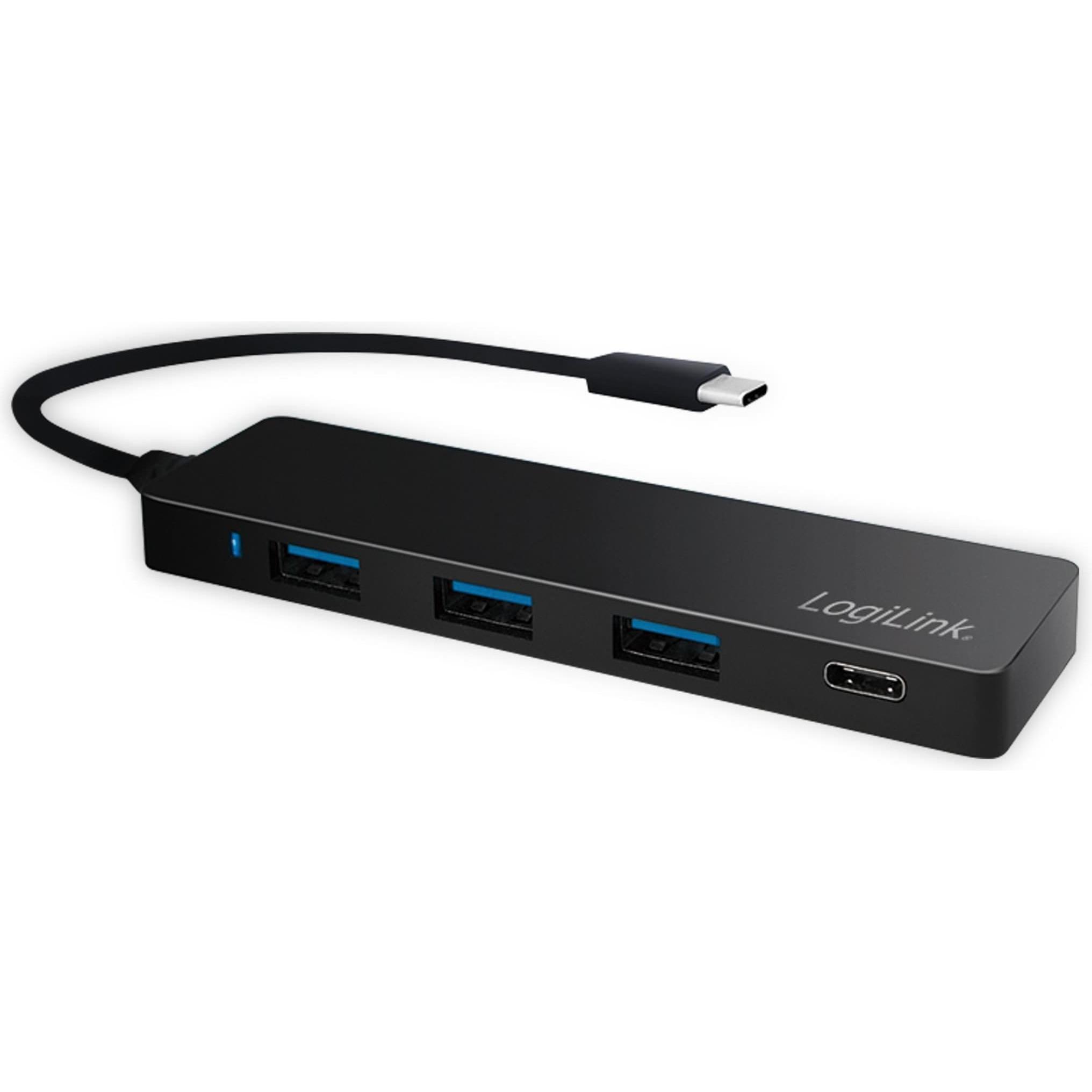 Thumbnail - LogiLink UA0311 (USB-C, 4 Ports), Dockingstation + USB Hub, Schwarz