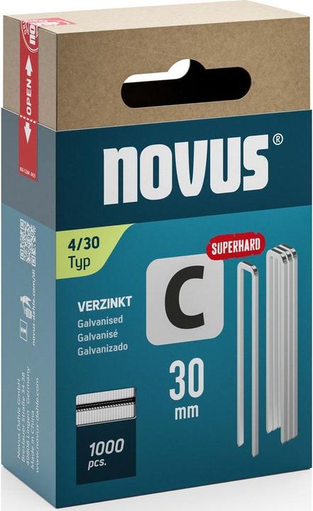 Image du produit Novus Agrafes à dos étroit C 4 30mm 1000 pcs.