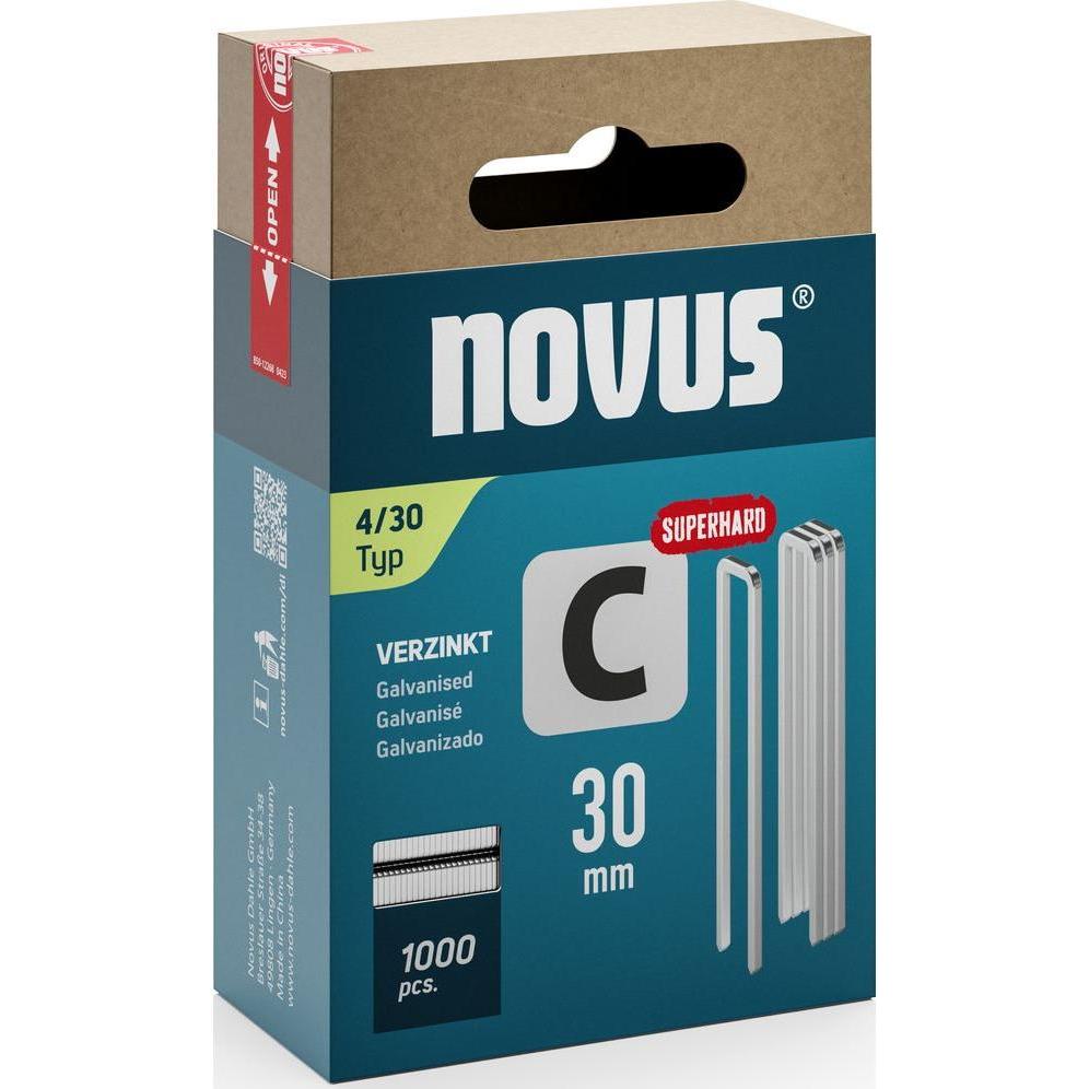 Novus, Tackerklammern + Tackernägel, Schmalrückenklammern C 4 30mm 1000 Stk.