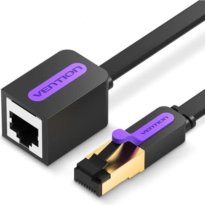 Vention Flat Network Cable Extension Category 7 ICBBH 2m Black (CAT7, 2 m), Netzwerkkabel
