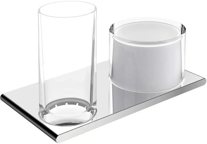 Keuco Dubbele houder met glas en zeepdispenser Edition 400 kristalglas/chroom 11553