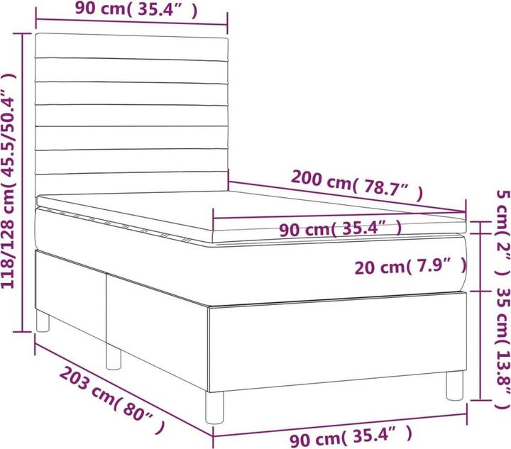 Produktbild vidaXL Boxspringbett (90 x 200 cm)
