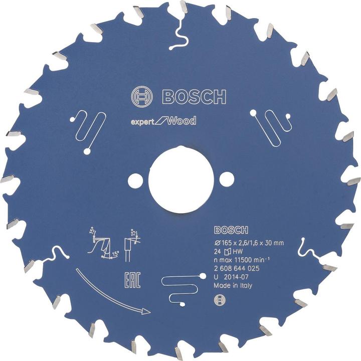 Produktbild Bosch Professional Zubehör Kreissägeblatt Expert for Wood, 165 x 30 x 2,6 mm, 24