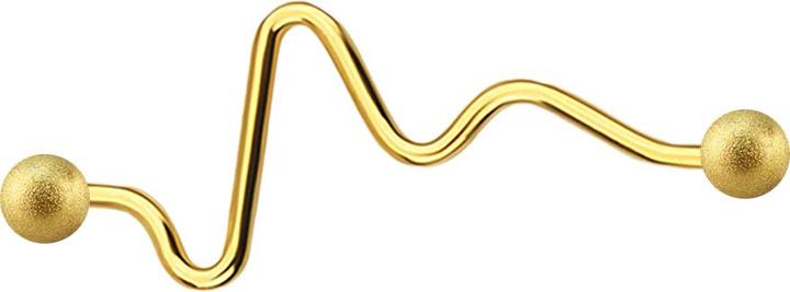 Actual product image Star Piercing Barbell gold-plated heartbeat speckled with two spheres (without brass, Surgical steel 316L)