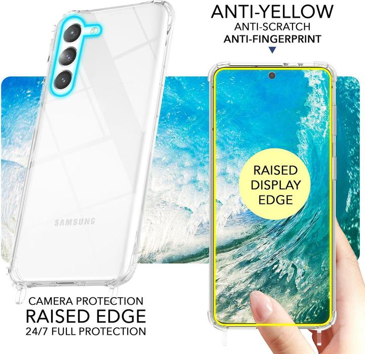 Actual product image Nalia Clear hybrid case with chain to hang around the neck