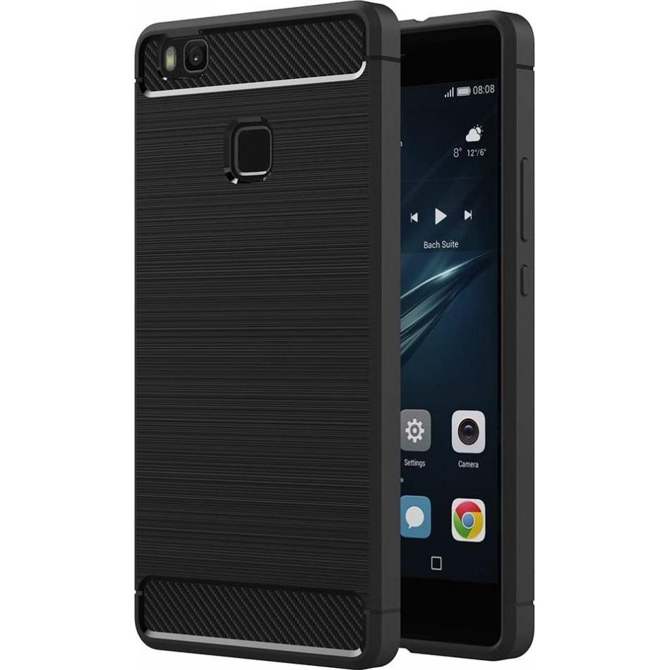 Screenguard Huawei P9 Lite Hülle Carbon Brushed Soft TPU (Huawei P9 Lite), Smartphone Hülle, Schwarz