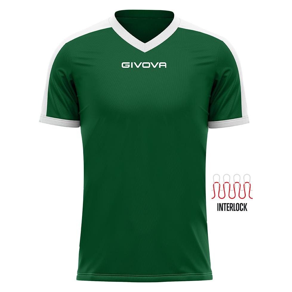 Givova, Unisex, Shirts, Revolution Interlock T-Shirt, Grün, Weiss, (L)