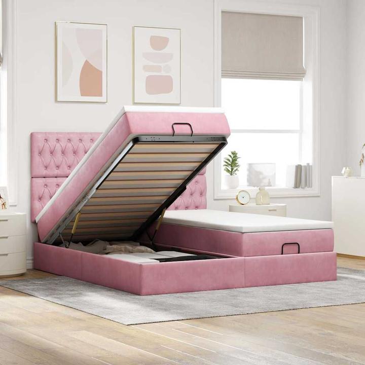 Immagine prodotto vidaXL Letto ottomano con materassi rosa 200x200 cm in velluto (200 x 200 cm)