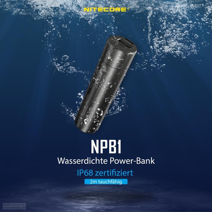 Actual product image Nitecore Powerbank NPB1 - 5000mAh, wasserdicht (5000 mAh, 18 W, 18.50 Wh)