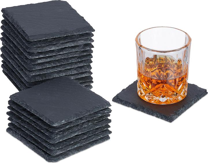 Relaxdays Sous-verre en ardoise (20x, Dessous de verre)