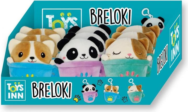 Actual product image Stnux Key ring plush cup animal mix 9 pieces display
