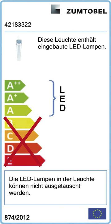 Energy Label Zumtobel Group LED continuous row luminaire TECTON C #42183322 5500-840L1500WBLDEWH TECTON batten luminaire (5570 lm)