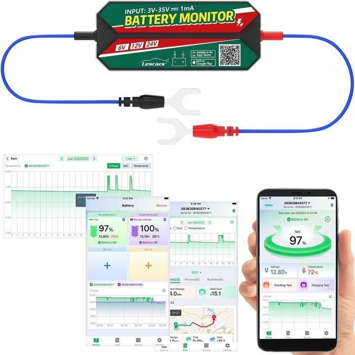 Actual product image Leagend BM7 Smart Battery Monitor für 6V, 12V & 24V Batterien