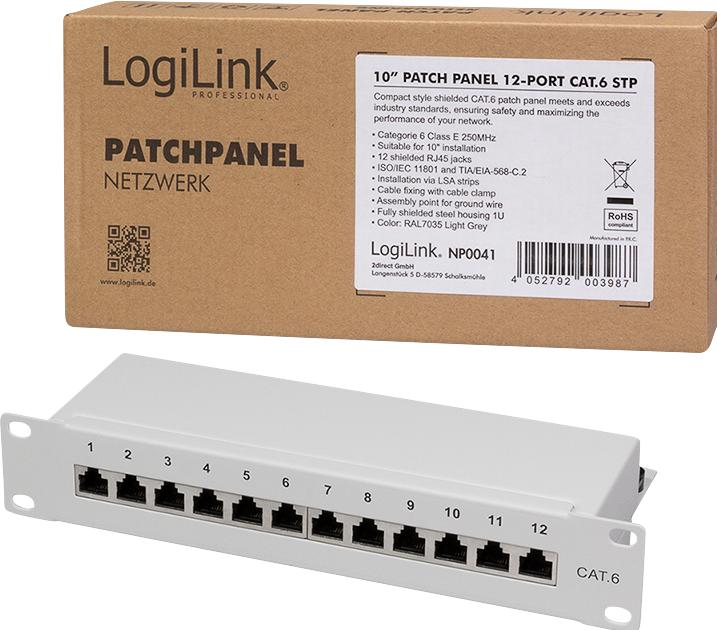Immagine prodotto LogiLink Pannello patch di rete 6 12 porte grigio