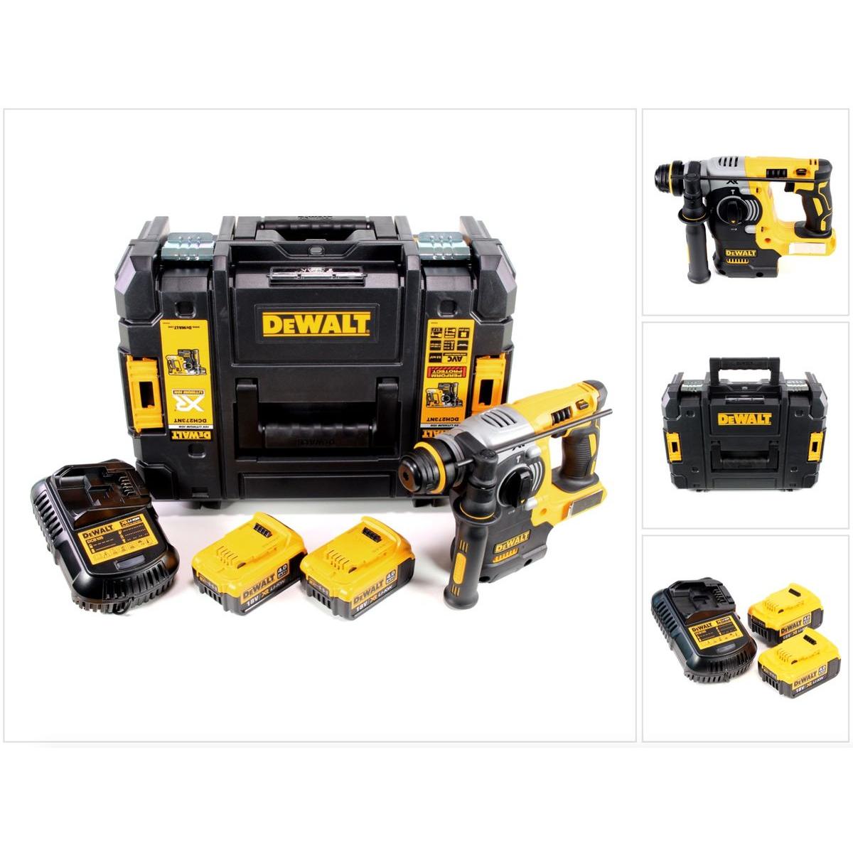 DeWalt, Bohrmaschine + Akkuschrauber, DCH 273 M2 Akku Kombihammer 18V 2,1J SDS-Plus Brushless + 2x Akku 4,0Ah + Ladegerä...