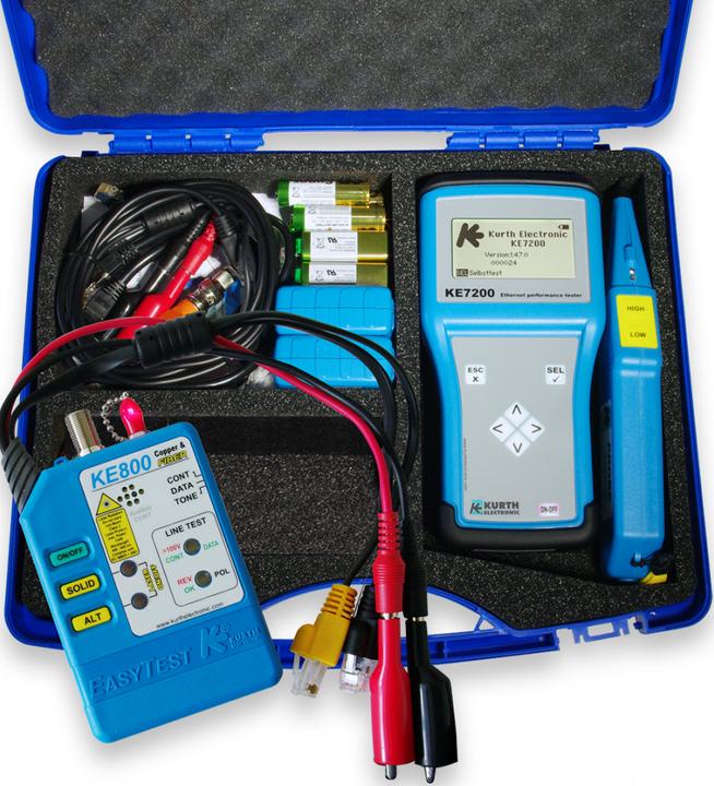 Produktbild Kurth KE7208 bestehend aus KE7200 aktiver Netzwerktester und KE801 LWL & Kupfer Leitungssucher Ki...