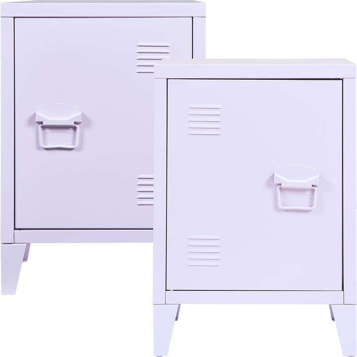 Actual product image En.Casa Bedside cabinet Inari set of 2 door handle right and left purple (40 x 30 x 57 cm)