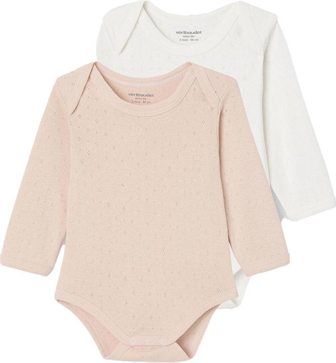 Produktbild Vertbaudet Bio-Kollektion: 2er-Pack Baby Langarmbodys mit zartem Lochmuster (98)