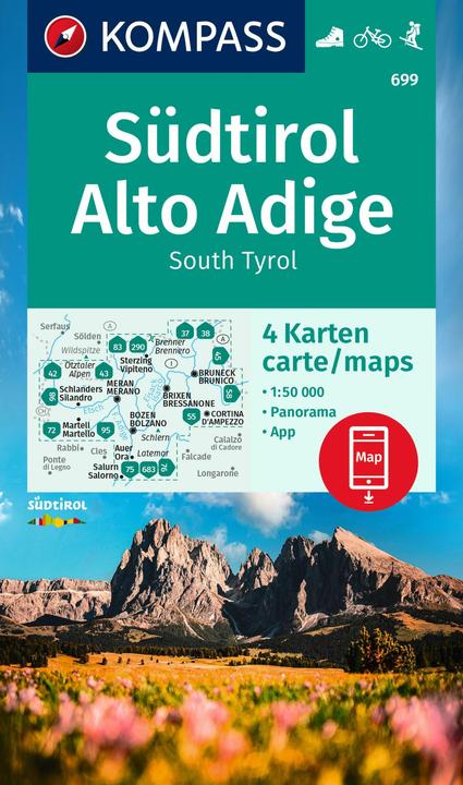 Produktbild Wanderkarten-Set 699 Südtirol, Alto Adige, South Tyrol (4 Karten) 1:50.000