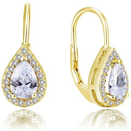 Beneto, Ohrringe, Gold-plated earrings with clear zircons AGUC2228-GOLD