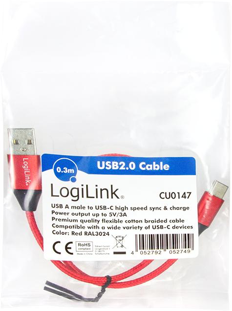 Produktbild LogiLink USB Kabel (0.30 m, USB 2.0, 5 W)