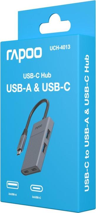 Produktbild Rapoo USB-C Hub UCH-4013 USB-C auf USB-A und USB-C, grau (00226496) (USB-C, 4 Ports)