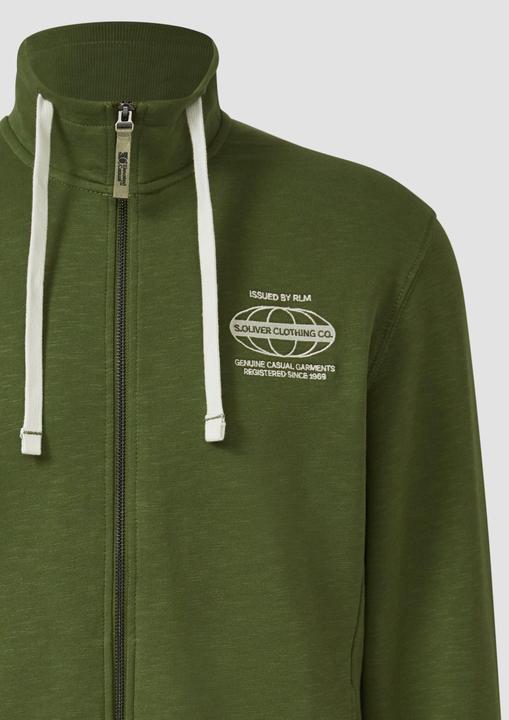 Produktbild s.Oliver Sweatshirt Jacke Sweatshirt-Jacke mit Flammgarnstruktur und Artwork (L)