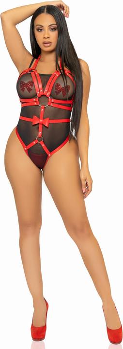 Produktbild Leg Avenue Kink Befestigter O-Ring-Gurt Teddy Gr?Sse M - Rot (M)