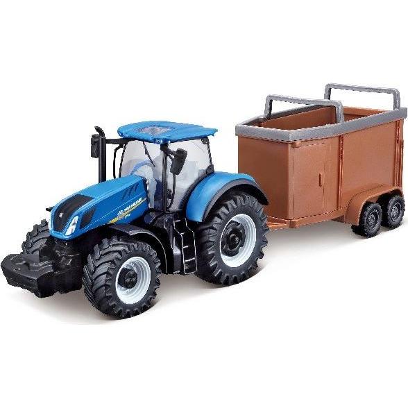 Toymax Traktor mit Viehanhänger N.H. T7.615 10cm blau