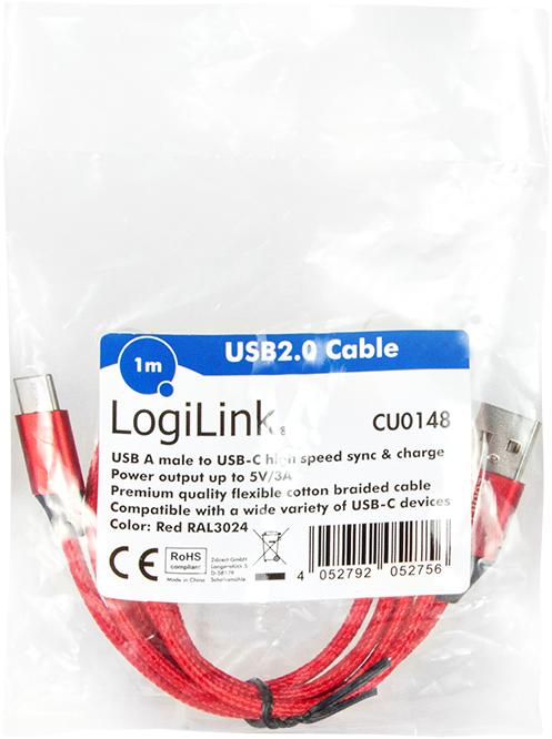 Productafbeelding LogiLink USB-kabel (1 m, USB 2.0, 5 W)