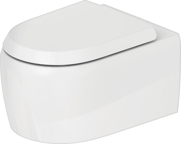 Duravit Qatego wall-mounted toilet, low-flush, 385x570x360mm, horizontal outlet, rimless