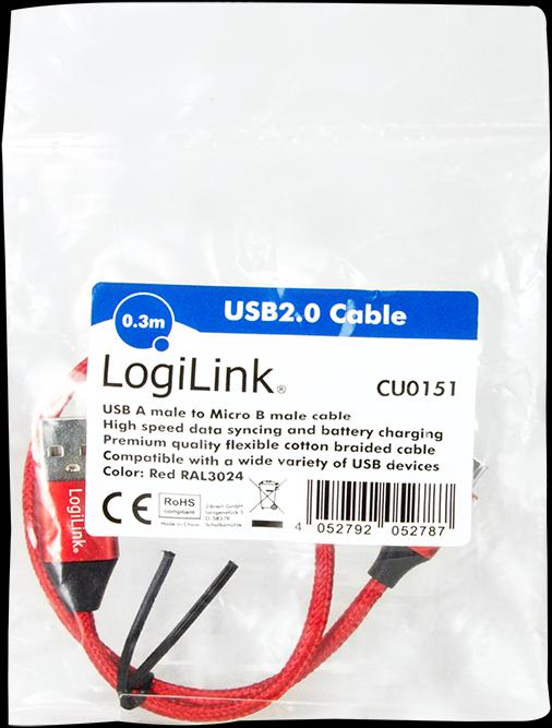 Produktbild LogiLink USB Kabel (0.30 m, USB 2.0)