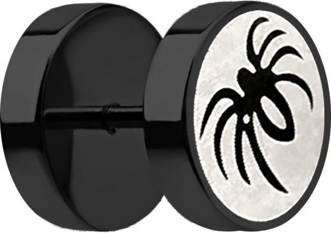 Produktbild Star Piercing Fake Plug schwarz mit Spinne (ohne Messing, Chirurgenstahl 316L)