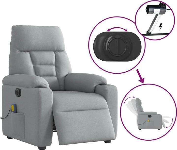 Image du produit vidaXL Fauteuil de massage électrique Tissu gris clair