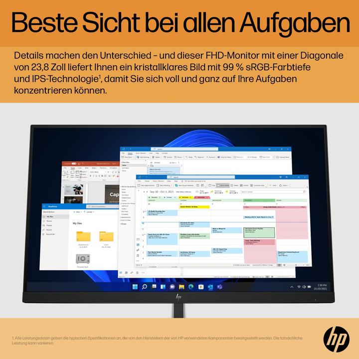 Actual product image HP E24 G5 FHD Monitor EMEA - INTL Englis (1920 x 1080 pixels, 23.80")