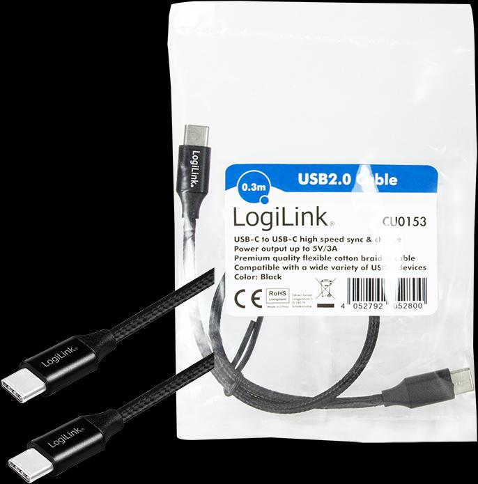 Produktbild LogiLink USB Kabel (0.30 m, USB 2.0, 5 W)