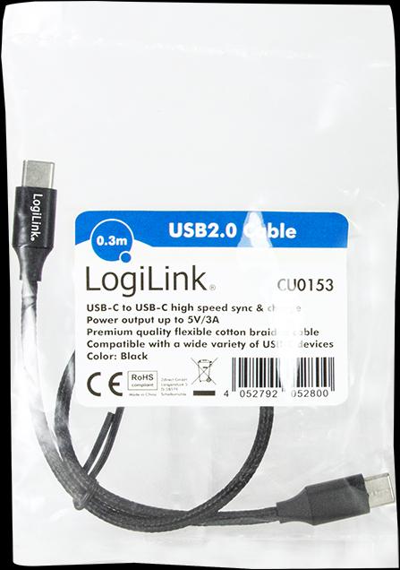 Produktbild LogiLink USB Kabel (0.30 m, USB 2.0, 5 W)