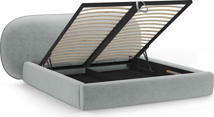 Actual product image Micadoni Storage Bed With Headboard, "Ovalo", Light Blue, 234x270x96 Made in Europe (180 x 200 cm)