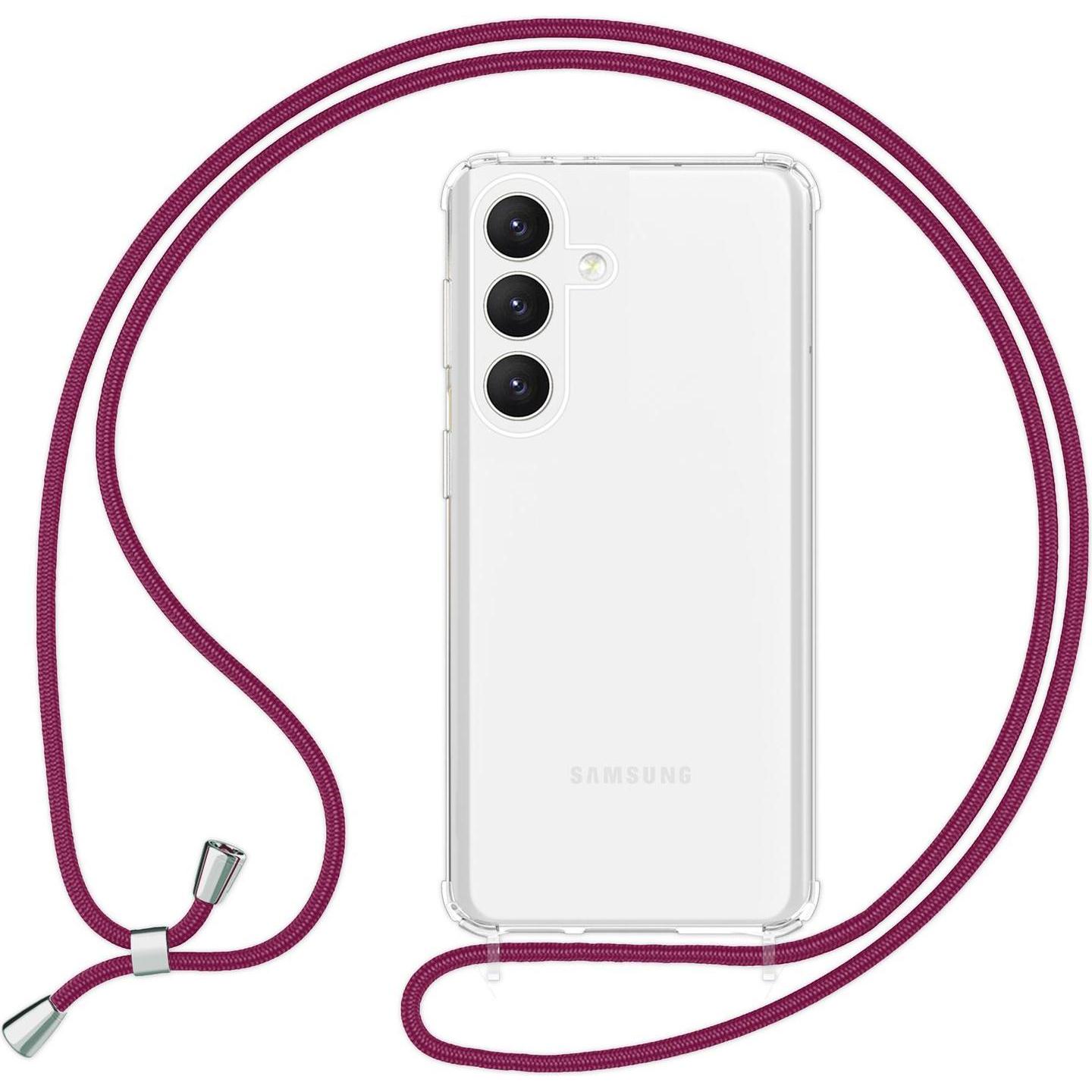 Nalia Klare Hybrid Hülle mit Kette zum Umhängen, Handykette, Rot