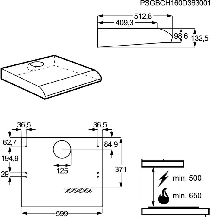 Actual product image Electrolux UB hood (Substructure hood)