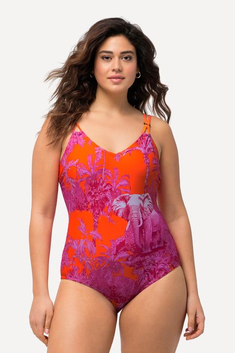 Actual product image Ulla Popken Elephant Print One Piece Swimsuit (62)