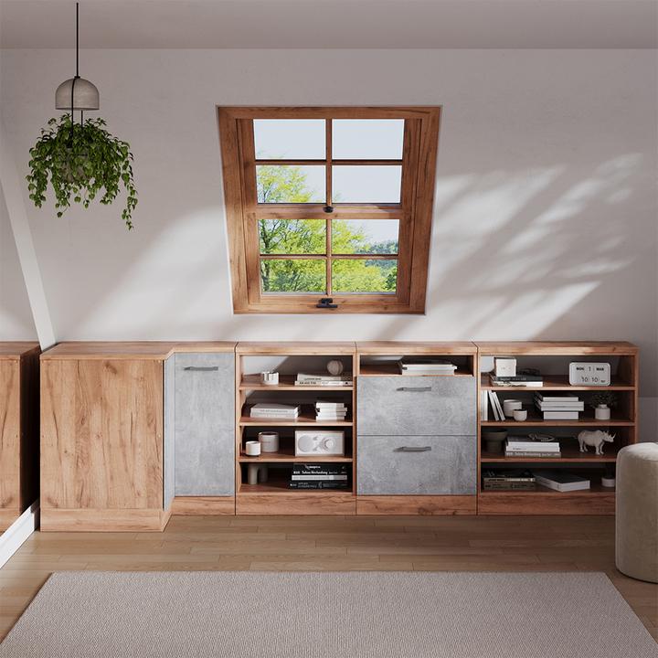 Produktbild Vicco Dachschrägenschrank Rion, Goldkraft Eiche, 60 x 81.8 cm mit 4 Fächern, Schrankkorpus 60 cm Tiefe (60 x 60 x 81.80 cm)