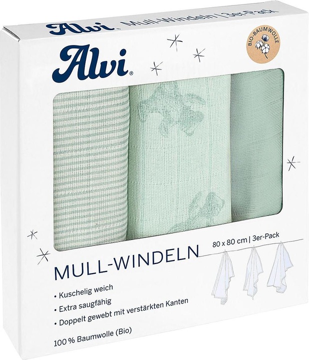Produktbild Alvi Mull Windeln 'Teddy' (80 cm, 80 cm)