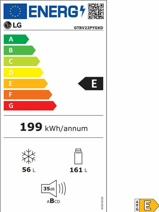 Energy Label LG GTBV22PYGKD (217 l)