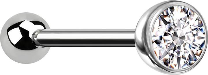 Actual product image Star Piercing Micro Threadless Barbell silver with ball and ball with crystal silver (Titanium G23, without brass)