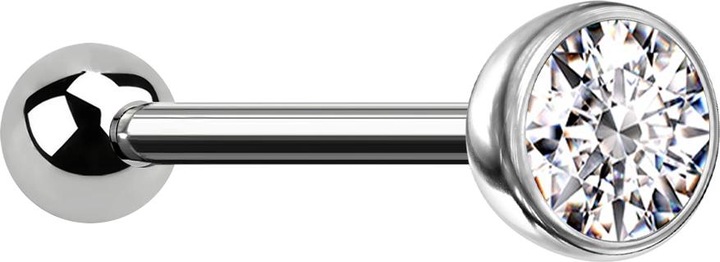 Produktbild Star Piercing Micro Threadless Barbell silber mit Kugel und Kugel mit Kristall silber (Titan G23, ohne Messing)