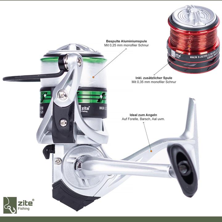Immagine prodotto Zite Angelrolle mit Schnur & 2 Aluminium-Spulen (3000)