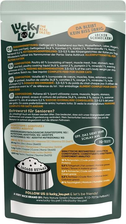 Image du produit Lucky Lou Nourriture humide pour chats (Senior, 1 pcs, 134 g)