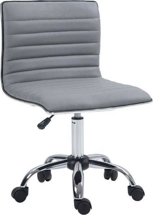 Produktbild Swisshandel24 Bürostuhl ohne Armlehnen, höhenverstellbar Drehstuhl mit Rollen, Hellgrau (43 - 55 cm)